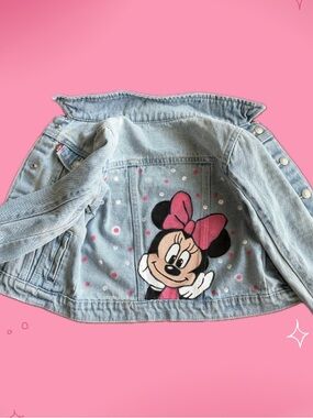 One of a Kind Kids Denim Jacket Minnie Mouse Pink Accents